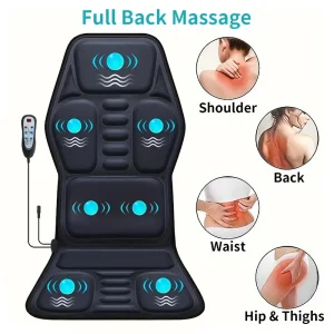 Electric Back Massager Full-Body Massage Chair Cushion Heated Vibrator Car Home Office Relaxation