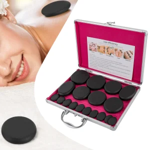 Hot Stones Massage Set with Heater Box 16 Essential Massage Stones Portable